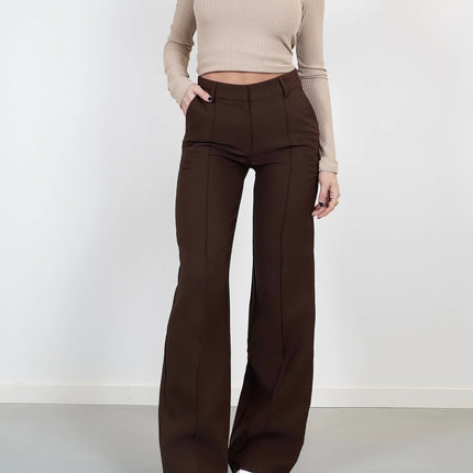 Wijde Broek Dames Zwart - Dubbele Tailleband - Stijlvol & Comfortabel - Geschikt Voor Werk & Vrije Tijd - Perfect Voor Elke Gelegenheid | Regular Fit - Bewegingsvrijheid & Langer Draagcomfort | Essentiële Mode Basics