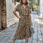 Dames Midi Jurk met Korte Mouwen en Print - Visconte