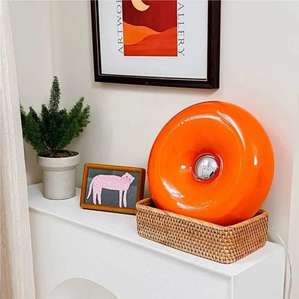 Donut Vorm LED Lamp | Modern Design | Energiezuinige Technologie | Dimbaar Licht | Glas en Metaal | Sfeervolle Verlichting | Elegante Tafellamp | 40W | Woonkamer Slaapkamer Kantoor | Verfijnde Functionele Verlichtingsoplossing