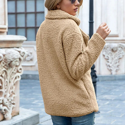 Theresa Mode Teddyjack Dames | Kort Fluffy Jas Katoen | Bruin, Zwart, Blauw, Olijfgroen | Knus Warm Trendy Design | Herfst/Winterjas | Ideaal Voor Casual Jeans & Jurken | Comfortabele Pasvorm | Berkenbosch