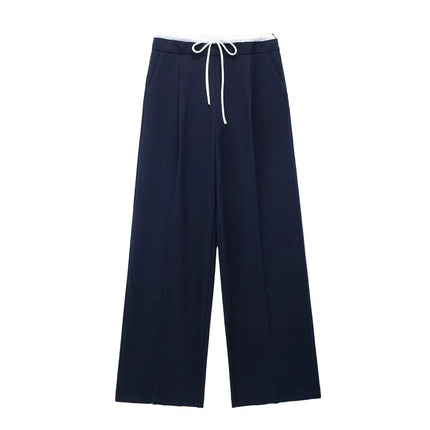 Damesbroek Dubbele Tailleband | Wijde Elegante Vrouwelijke Look | Regular Fit Comfort | Ideaal voor Werk of Vrije Tijd | Pas Bij T-shirts, Blazers, Overhemden | Dit Jaar Trendy Broeken voor Alle Gelegenheden