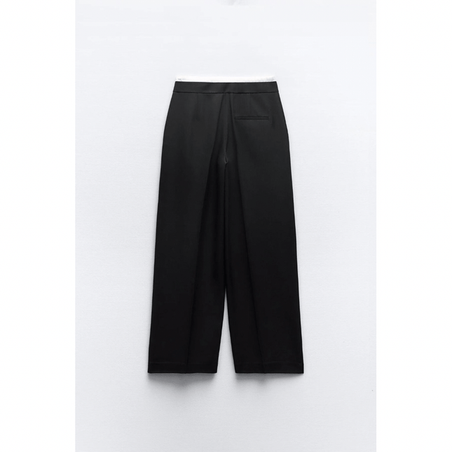 Damesbroek Dubbele Tailleband | Wijde Elegante Vrouwelijke Look | Regular Fit Comfort | Ideaal voor Werk of Vrije Tijd | Pas Bij T-shirts, Blazers, Overhemden | Dit Jaar Trendy Broeken voor Alle Gelegenheden